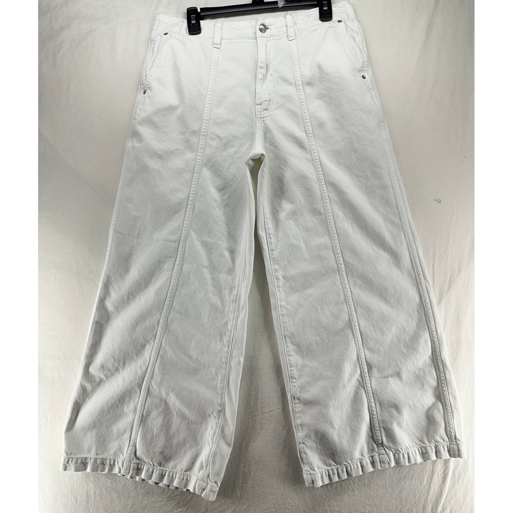 Madewell Wide Sweep Trouser White Denim Seamed Wide Leg Pants Size 29